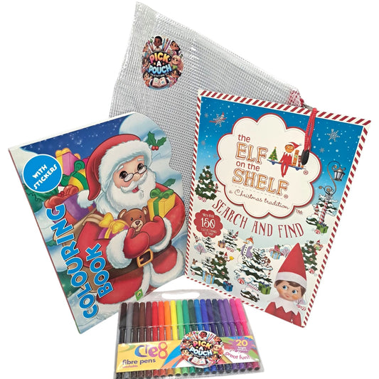 Christmas: Santa Colouring Book, Elf Search & Find, & Pens
