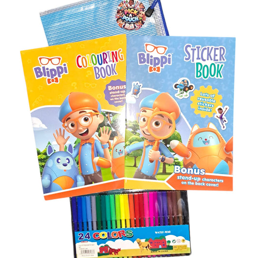 Blippi Fun Kit: Colouring Book, Sticker Book & Water Pens Set